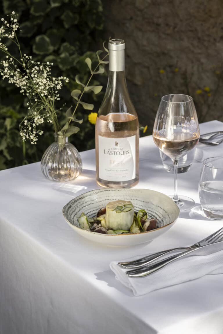 CHATEAU de LASTOURS VIN rosé LA BERGERIE Viande Restaurant la bergerie de Lastours